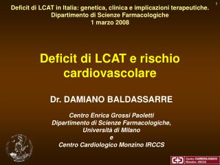 Deficit di LCAT e rischio cardiovascolare