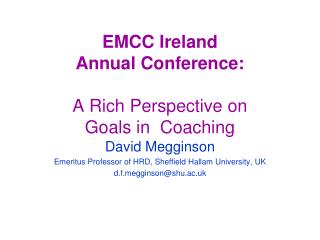 EMCC Ireland Annual Conference: A Rich Perspective on Goals in Coaching