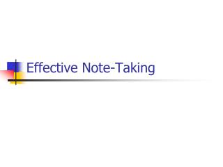 Effective Note-Taking