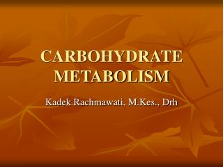 CARBOHYDRATE METABOLISM