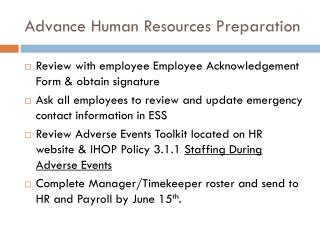 Advance Human Resources Preparation