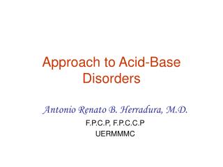 Approach to Acid-Base Disorders