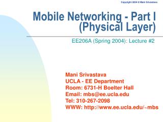 Mobile Networking - Part I (Physical Layer)