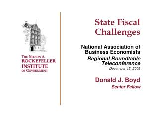 State Fiscal Challenges National Association of Business Economists