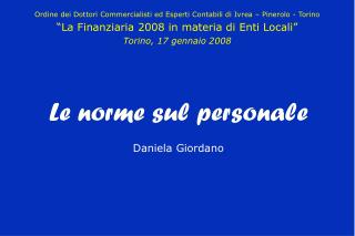 Le norme sul personale Daniela Giordano