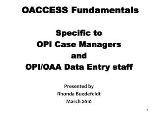 OACCESS Fundamentals