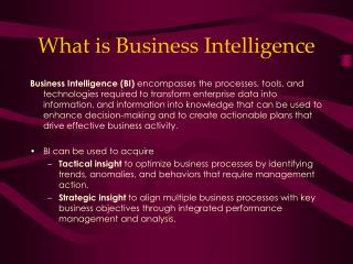 What is Business Intelligence