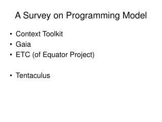 A Survey on Programming Model