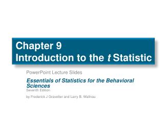 Chapter 9 Introduction to the t Statistic