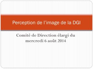 Perception de l’image de la DGI