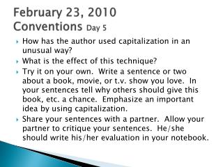 February 23, 2010 Conventions Day 5