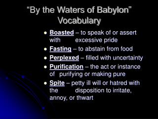 “By the Waters of Babylon” Vocabulary