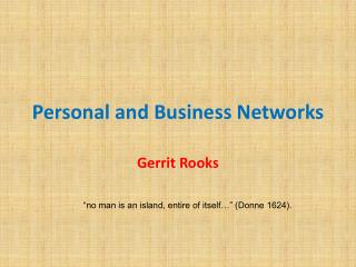 Personal and Business Networks