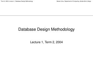 Database Design Methodology