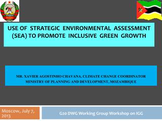 Use of Strategic environmental assessment (SEA) to promote Inclusive Green Growth