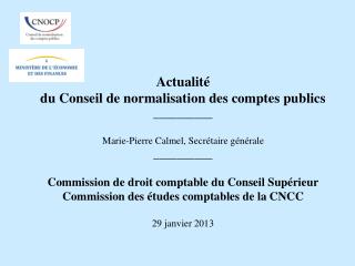 L’activité du Conseil Le futur recueil des normes comptables des établissements publics