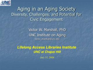 Aging in an Aging Society Diversity, Challenges, and Potential for Civic Engagement