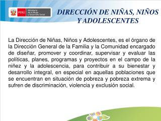 DIRECCIÓN DE NIÑAS, NIÑOS Y ADOLESCENTES