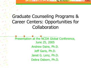 Graduate Counseling Programs & Career Centers: Opportunities for Collaboration