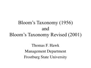 Bloom’s Taxonomy (1956) and Bloom’s Taxonomy Revised (2001)