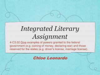 Integrated Literary Assignment