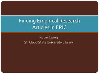 Finding Empirical Research Articles in ERIC