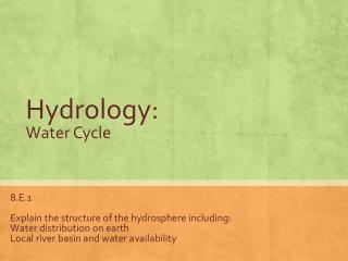 Hydrology: Water Cycle