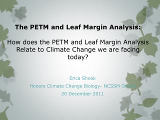 Erica Shook Honors Climate Change Biology- NCSSM Online 20 December 2011