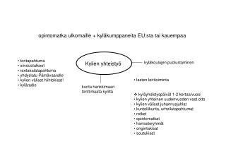 lasten leiritoiminta kyläyhdistyspäivät 1-2 kertaa/vuosi kylien yhteinen uudenvuoden vast.otto