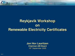 Reykjavik Workshop on Renewable Electricity Certificates