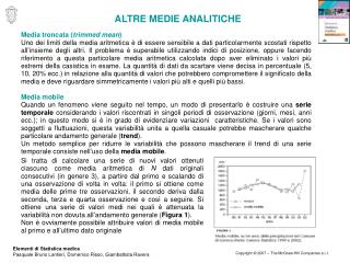 ALTRE MEDIE ANALITICHE