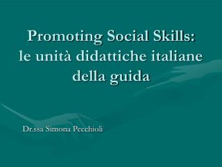 Promoting Social Skills: le unità didattiche italiane della guida