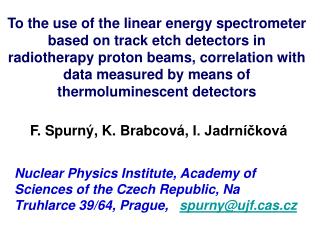 F. Spurný, K. Brabco vá, I. Jadrníčková