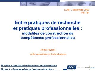 Annie Feyfant Veille scientifique et technologique