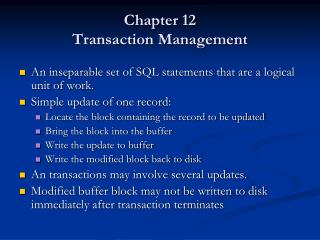 Chapter 12 Transaction Management