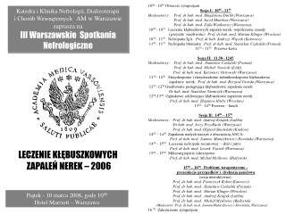 Piątek - 10 marca 2006, godz 10 00 Hotel Marriott – Warszawa