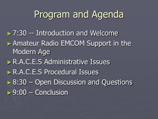 Program and Agenda