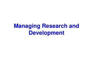 Managing Research and Development