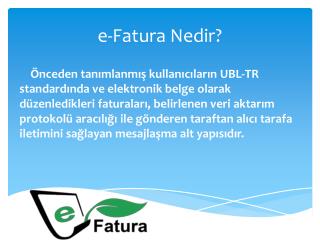 e-Fatura Nedir?