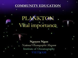 COMMUNITY EDUCATION PLANKTON Vital importance