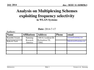 Analysis on Multiplexing Schemes exploiting frequency selectivity in WLAN Systems