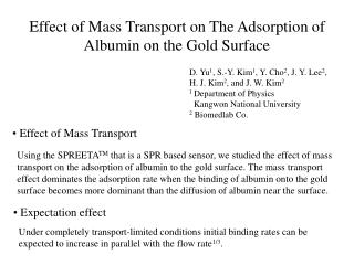 Effect of Mass Transport on The Adsorption of Albumin on the Gold Surface