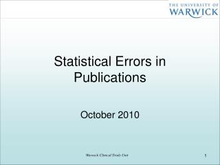 Statistical Errors in Publications