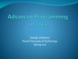 Advanced Programming in Java