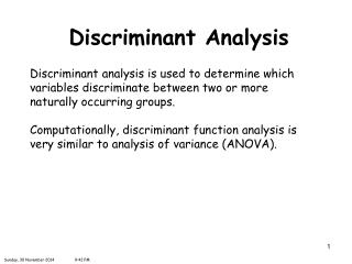 Discriminant Analysis