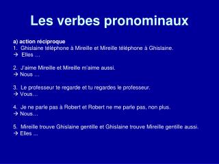 Les verbes pronominaux