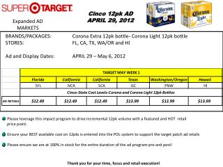 Cinco 12pk AD APRIL 29, 2012