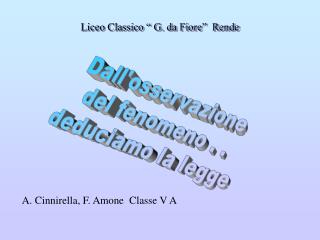 Dall'osservazione del fenomeno . . deduciamo la legge