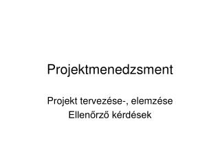 Projektmenedzsment