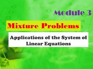 Applications of the System of Linear Equations